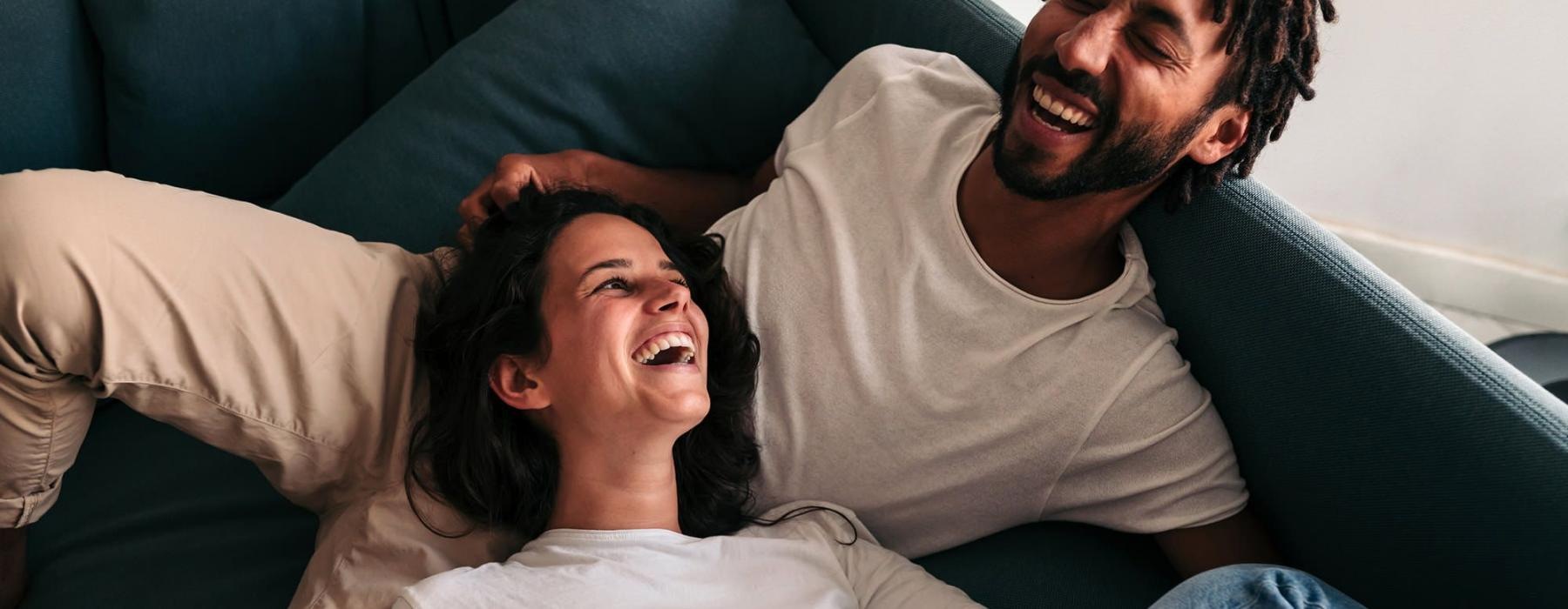 a man and woman laughing